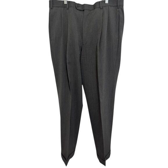 Brooks Brothers Gray Dress Pants Smooth Wool Cuffed Pleated Gray Mens 36 x 30.5 - Picture 3 of 15